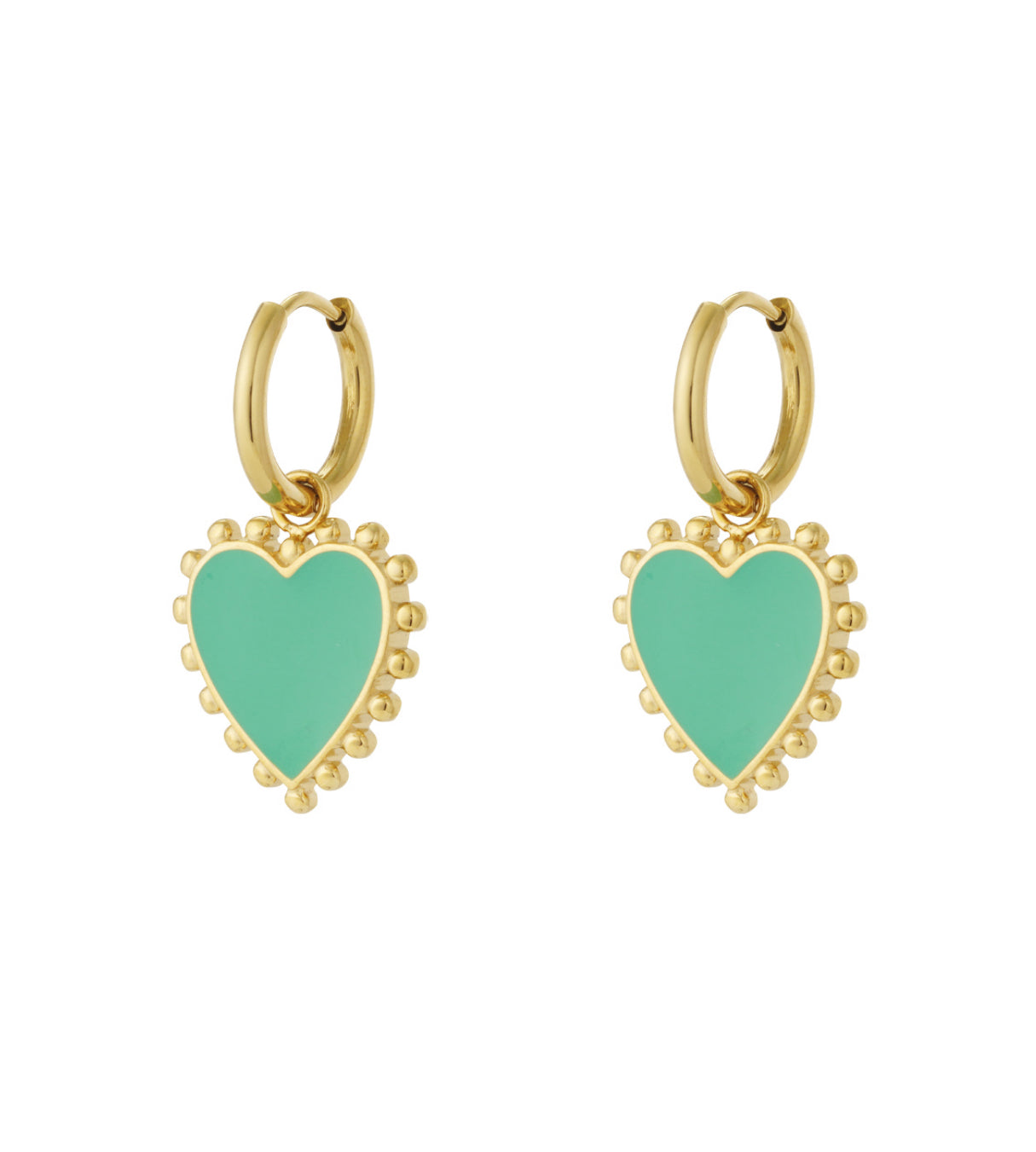 Green hart oorbellen