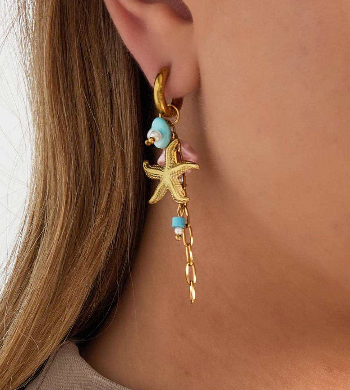 starfish color oorbellen