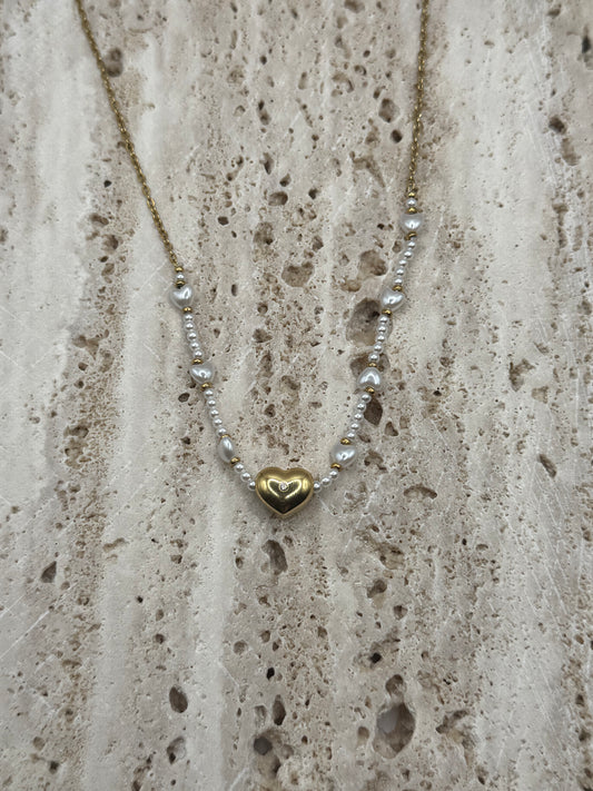 Parelmoer harten ketting
