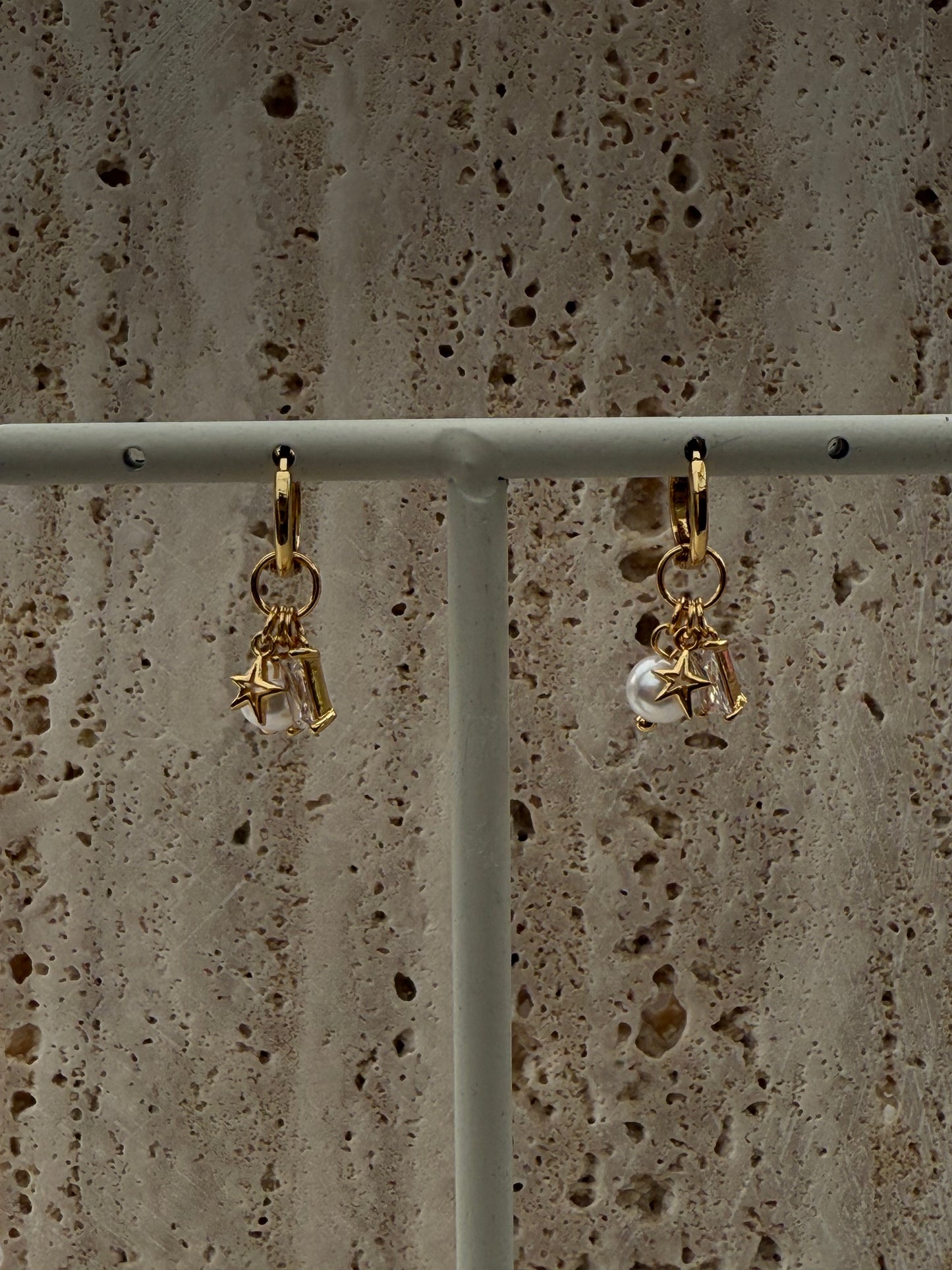 Diamanten - Ster - Parel oorbellen