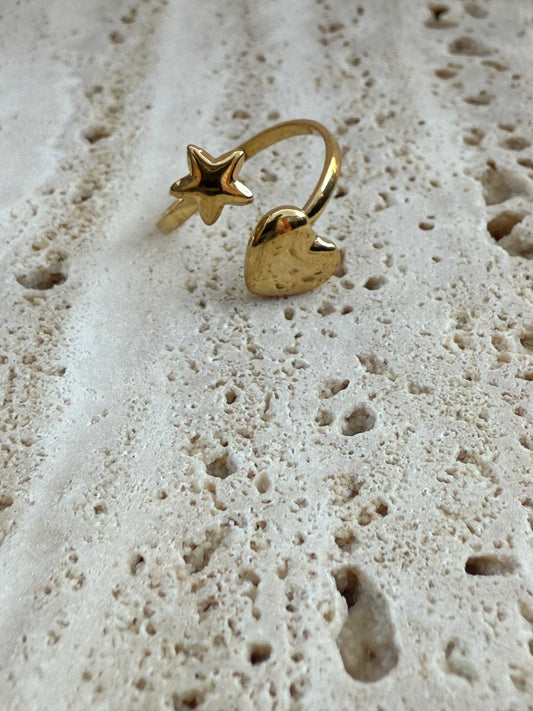 Ring met hart en ster