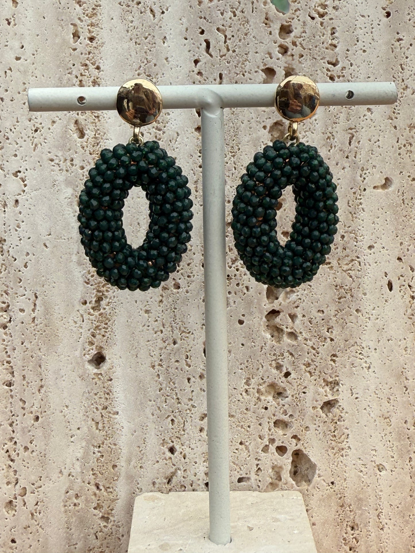 Statement oorbellen donkergroen