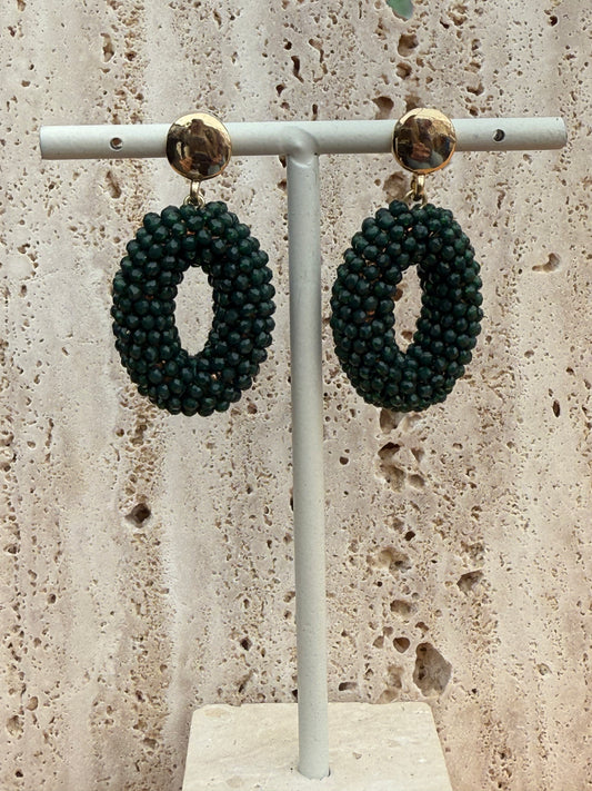 Statement oorbellen donkergroen